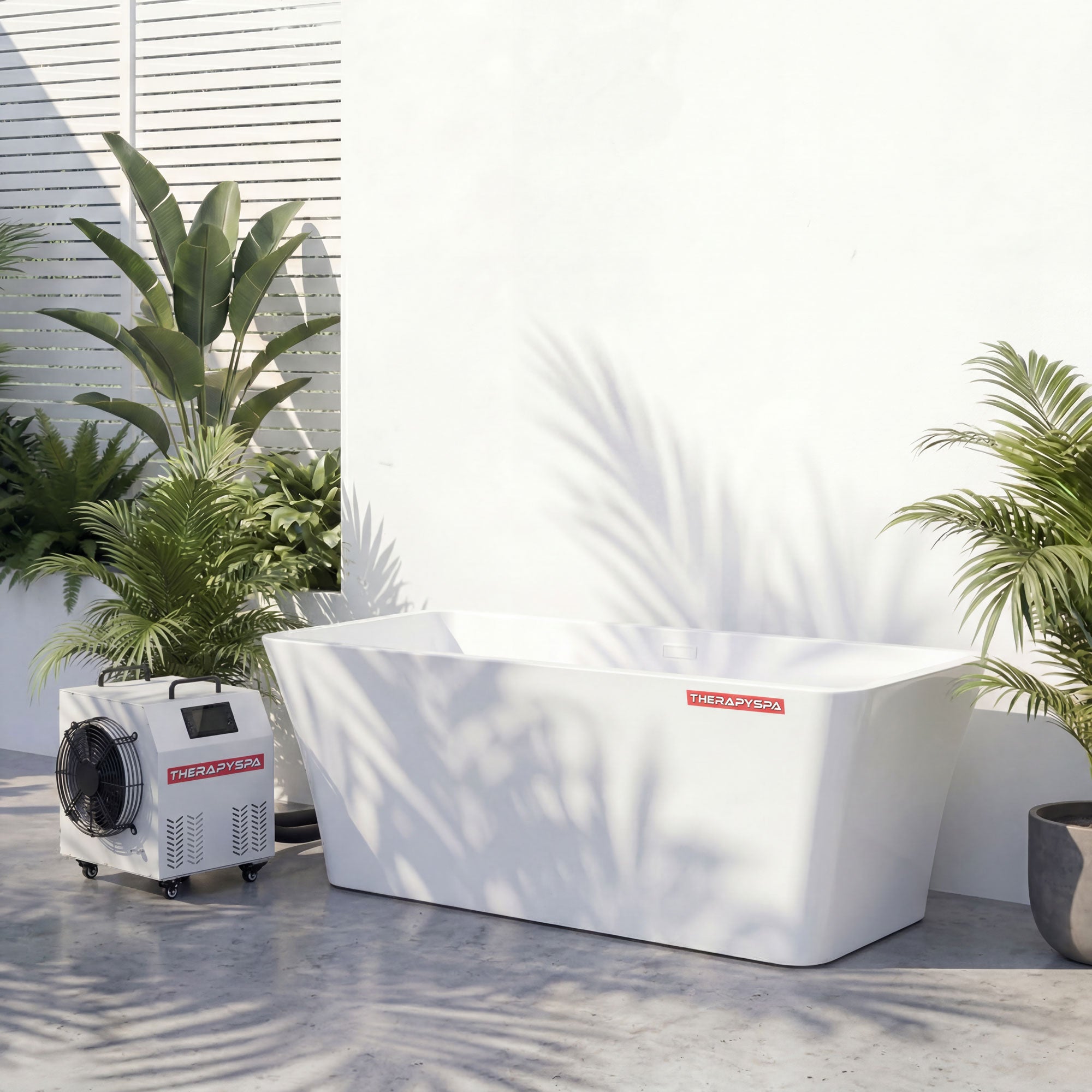 2-piece freestanding outdoor cold plunge