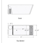 Technical drawing of a shower enclosure with dimensions labeled