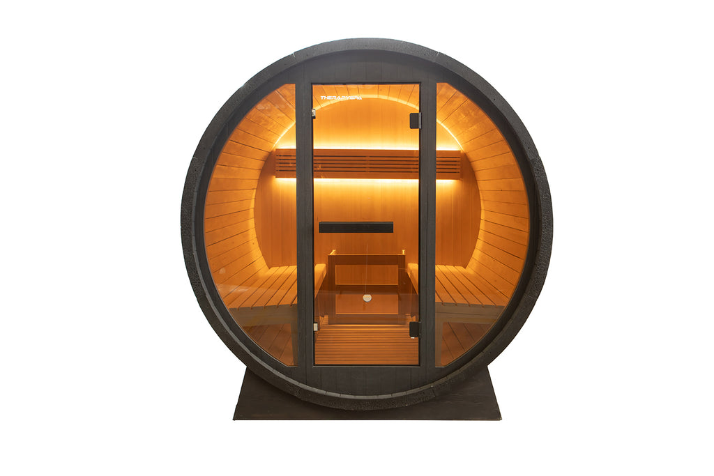 Shou Sugi Ban (Charred Siding) Black Barrel Outdoor Sauna for 6 People