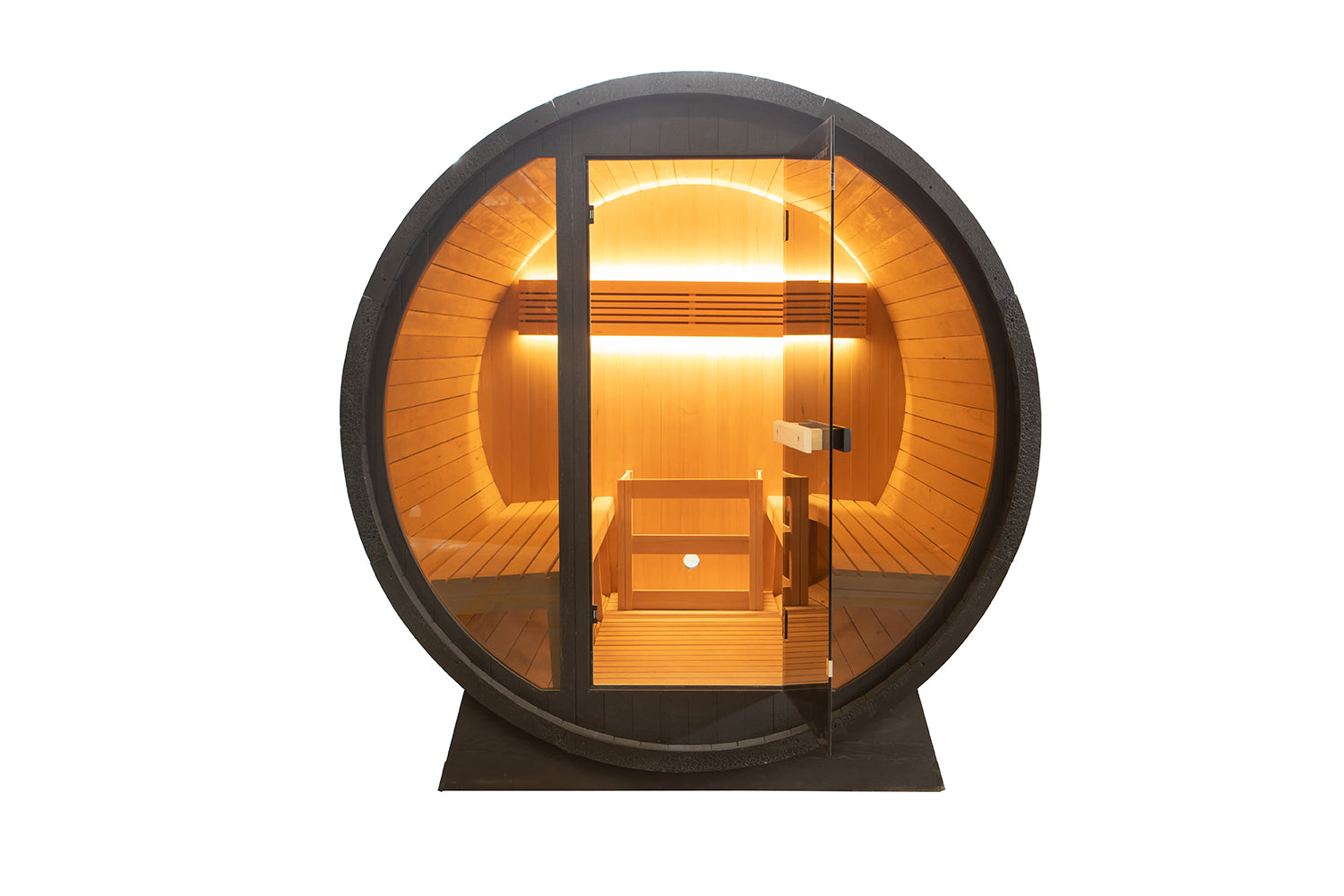 'Shadow Wood' 6 Person Outdoor Black Barrel Sauna - Shou Sugi Ban (Charred Siding) - June 2026 Shipping